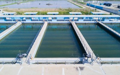 Sand filters at water treatment plant