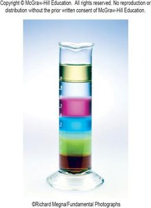 Density: layered liquids in a cylinder