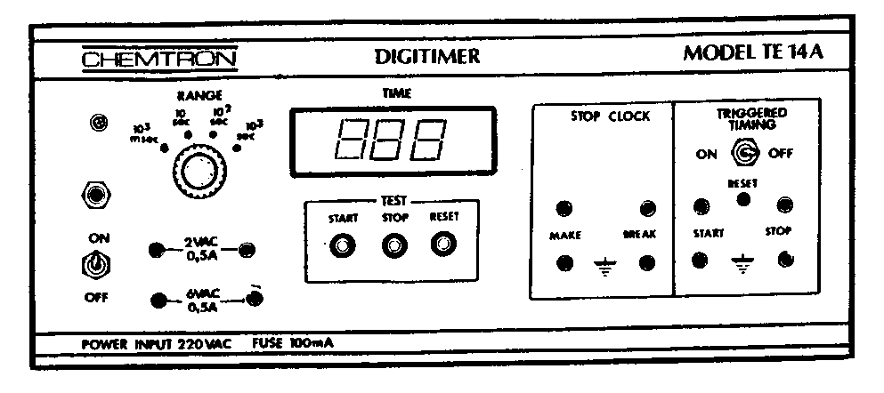 Digitimer front panel for timing measurements