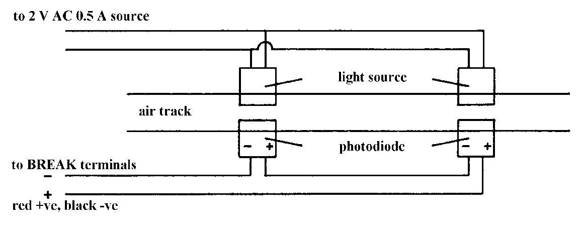 Wiring diagram for connecting light source and photodiode assemblies