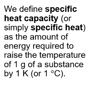 Table of specific heats of substances