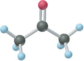 Acetone geometry: tetrahedral around CH3, trigonal planar around central C
