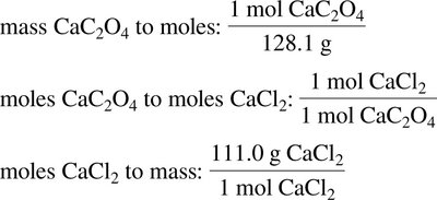 Worked calculation for mass of CaCl2 used