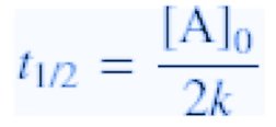Second-order half-life equation