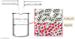 Diagram showing immiscibility of pentane and water