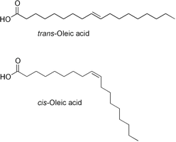 Structure of a fatty acid showing polar and non-polar regions