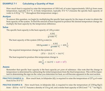 Example calculation of quantity of heat