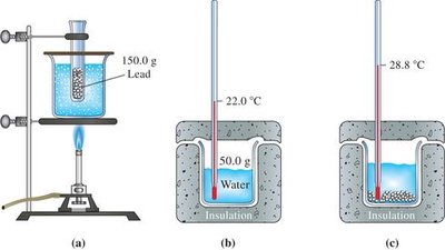 Calorimetry experiment with lead and water