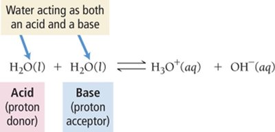 Autoionization of water