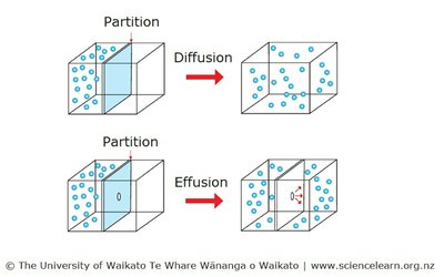 Diffusion and effusion illustration