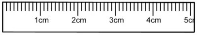 Ruler with centimeter and millimeter markings