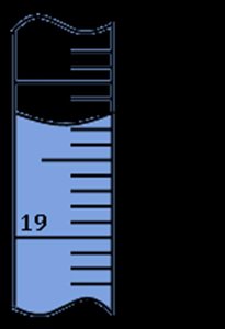 Buret with meniscus for volume measurement
