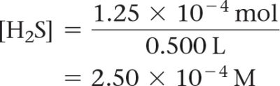 Calculation of [H2S] from moles and volume