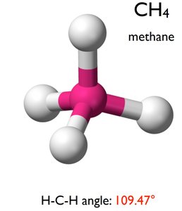 3D model of methane showing tetrahedral geometry