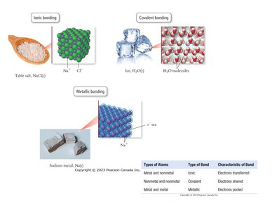 Examples of ionic, covalent, and metallic bonding with table