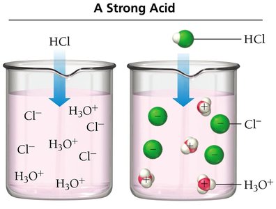 Strong acid dissociation in water