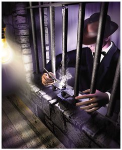 Acid dissolving metal bars in a spy movie