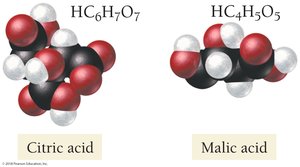 Citric and malic acid structures