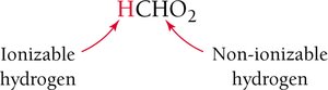 Ionizable hydrogen in formic acid