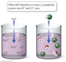HCl completely ionizes in water