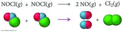 Molecular reaction showing reactants and products