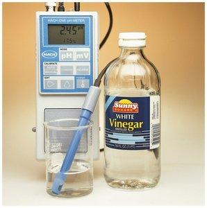 pH meter and vinegar
