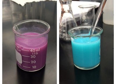 Precipitate and supernatant in a beaker