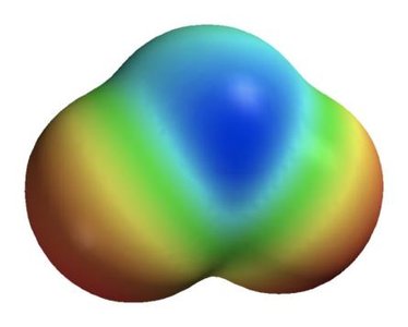 Electrostatic potential map of a water molecule