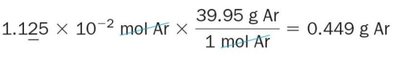 Calculation of mass of argon from moles