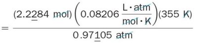 Calculation of volume using ideal gas law