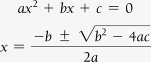Quadratic formula for solving x