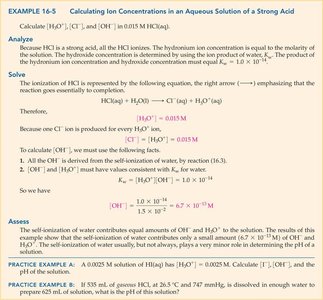 Example calculation for strong acid ion concentrations