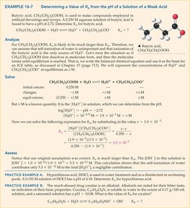 Example calculation for weak acid