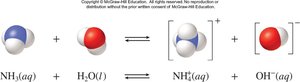 Brønsted acid-base reaction with ammonia and water