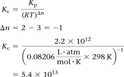 Calculation of Kc from Kp