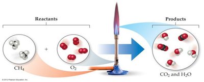 Combustion reaction of methane
