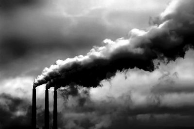 Industrial smokestacks emitting gases, relating to gas solubility and environmental chemistry