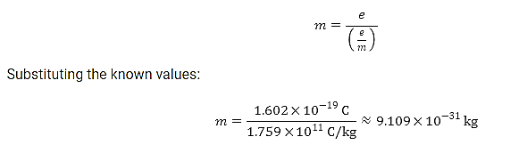 Calculation of electron mass from charge-to-mass ratio
