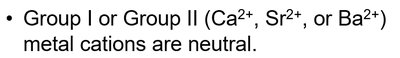 Group I or Group II metal cations are neutral