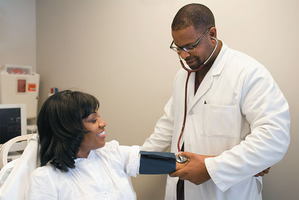 Measuring blood pressure with a sphygmomanometer