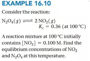 Equilibrium calculation example for N2O4 and NO2