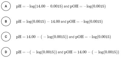 Multiple choice question about calculating pH and pOH