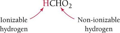 Ionizable hydrogen in formic acid molecular formula