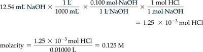 Final calculation for titration molarity
