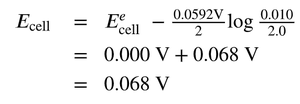 Calculation of Ecell for a concentration cell