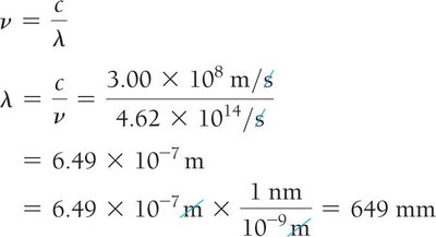 Sample calculation for wavelength and frequency