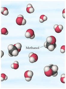 Methanol dissolved in water