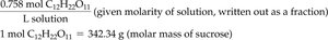 Conversion factors for molarity calculation