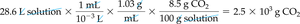 Mass percent calculation for CO2 in water