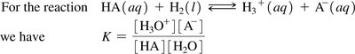 Equilibrium constant for acid dissociation